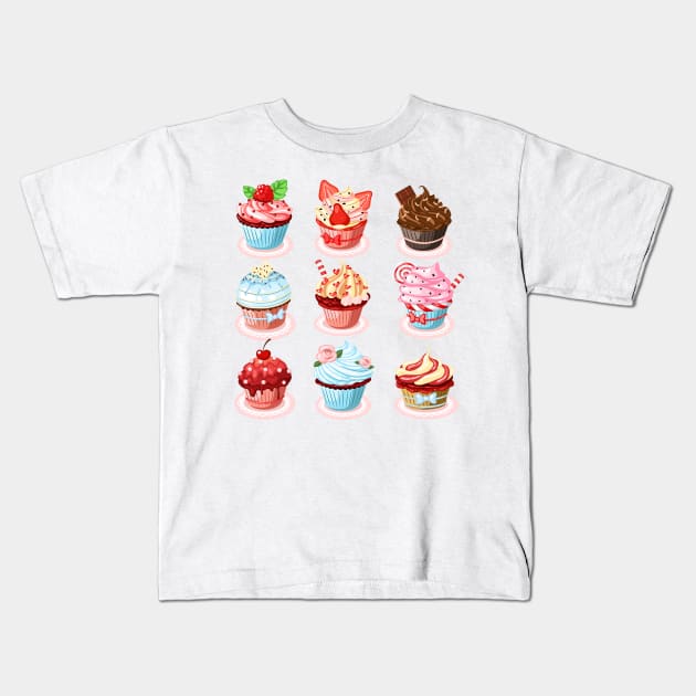 Cupcakes Kids T-Shirt by Mako Design 